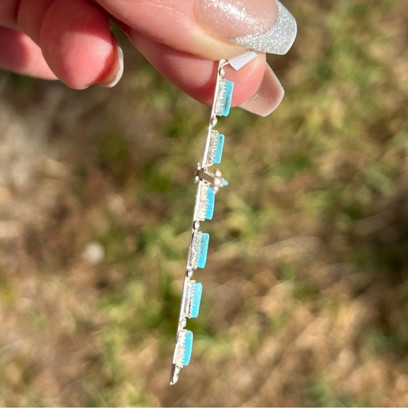 Zuni 925 Sterling Silver and Turquoise Pin Point Cross Pendant - Picture 3 of 10